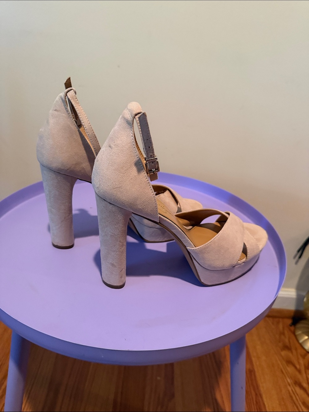 Jessica Simpson Blush Suede Platform Ankle-Strap Heels - Picture 4 of 4